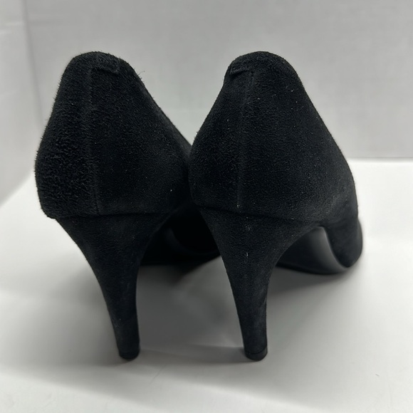 Roger Vivier High Heel Shoes Suede Pumps Round Toe Square Logo Black Size 36.5 - Picture 7 of 13